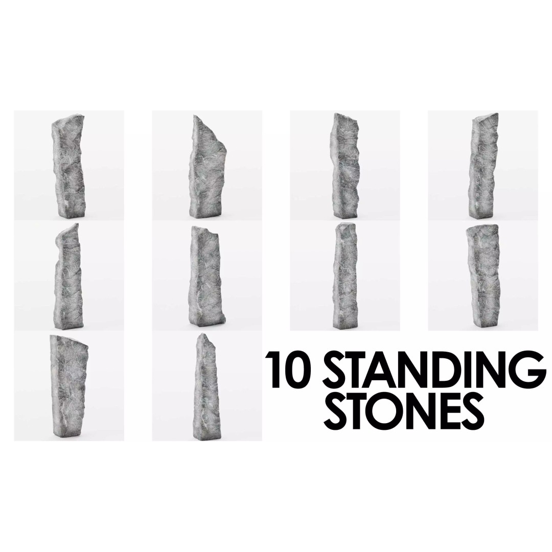 Standing Stones 3D Model – Low Poly Game-Ready Monoliths, FBX, OBJ - View 2