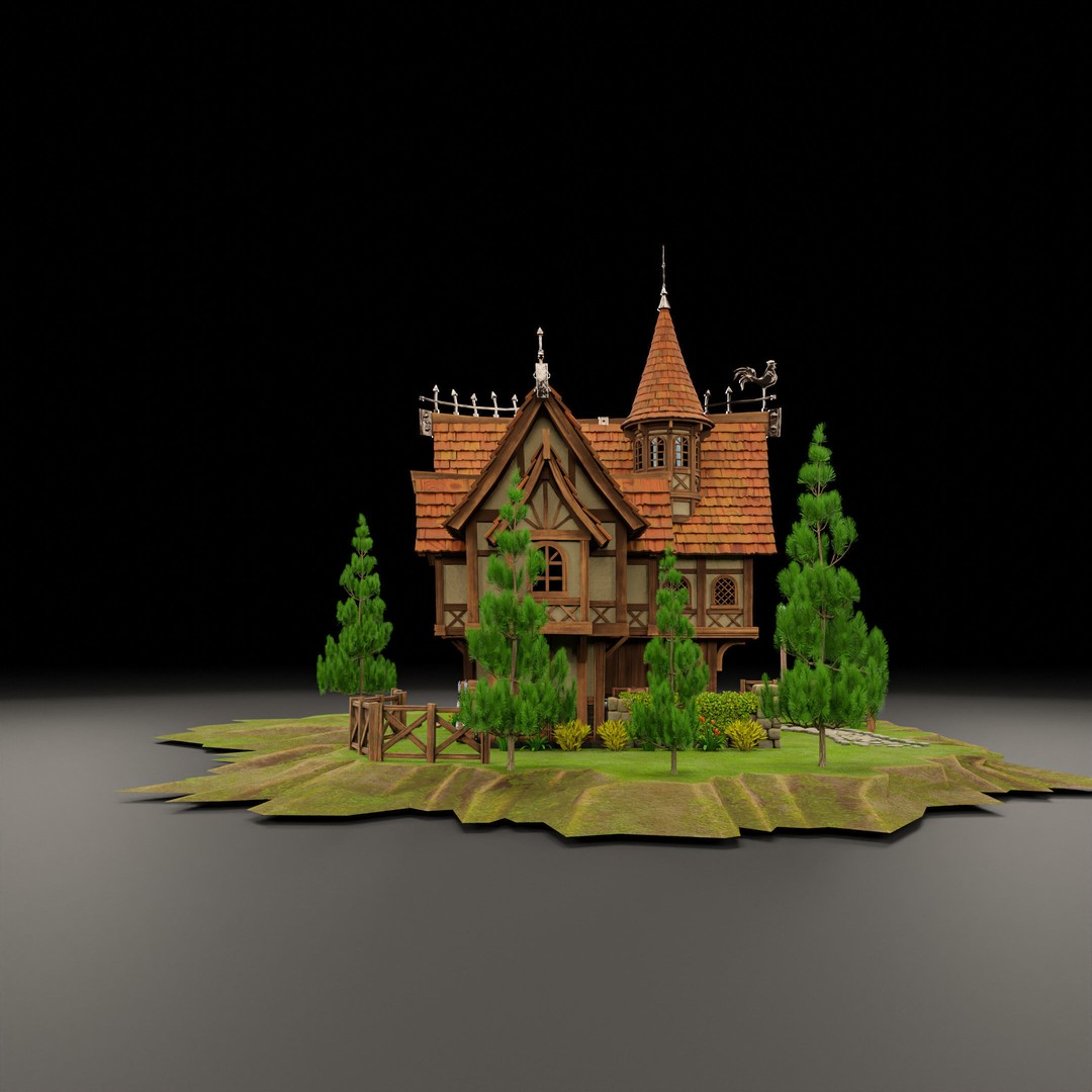 Medieval Building 3D Model – Stylized Low Poly Game Asset, FBX, STL - View 10