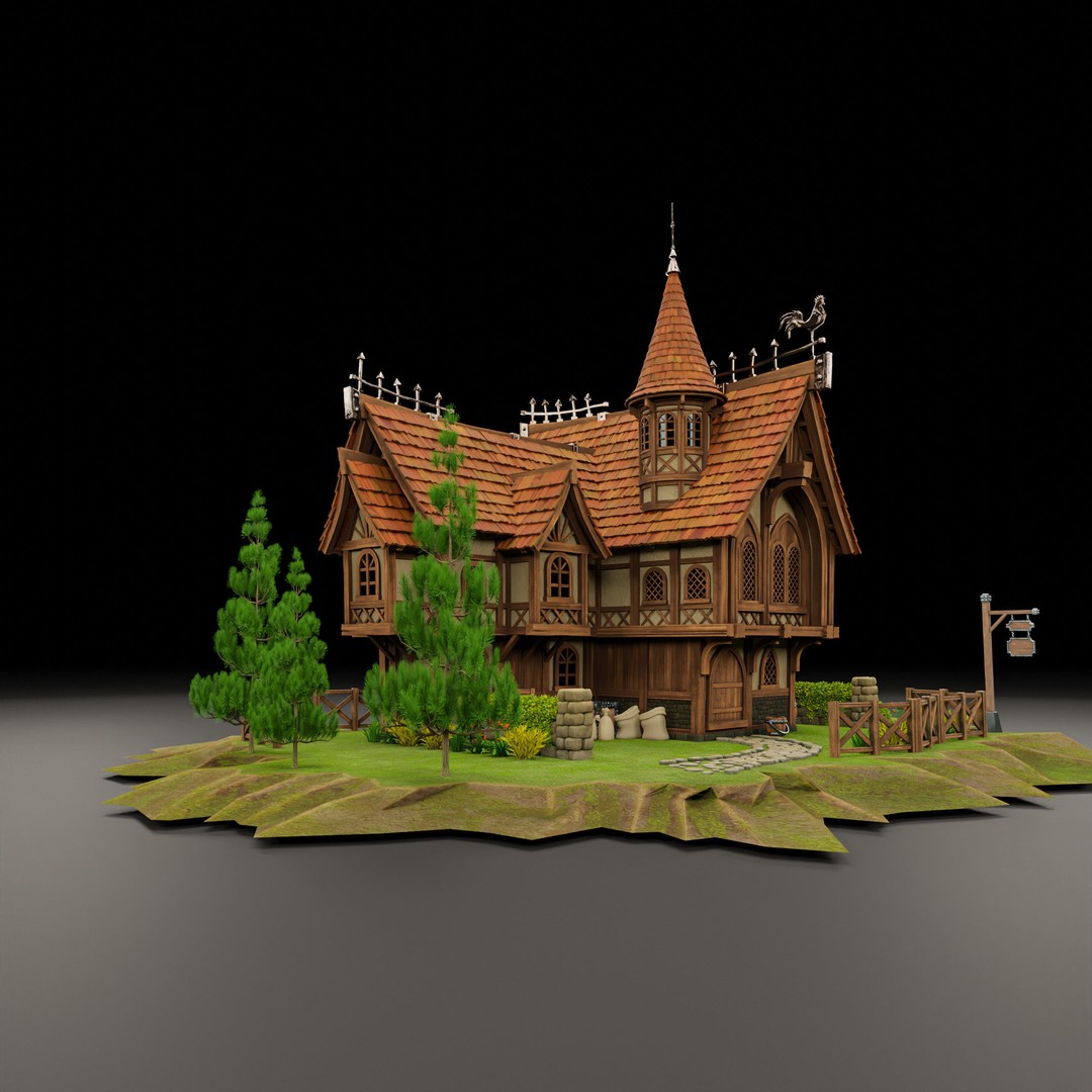 Medieval Building 3D Model – Stylized Low Poly Game Asset, FBX, STL - View 11