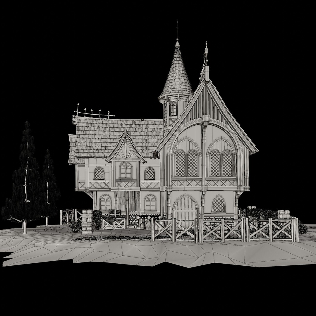 Medieval Building 3D Model – Stylized Low Poly Game Asset, FBX, STL - View 14