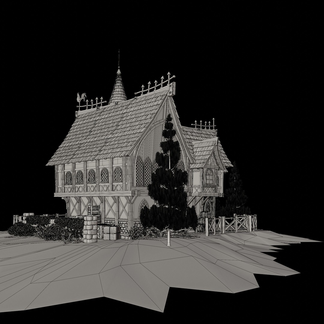 Medieval Building 3D Model – Stylized Low Poly Game Asset, FBX, STL - View 17