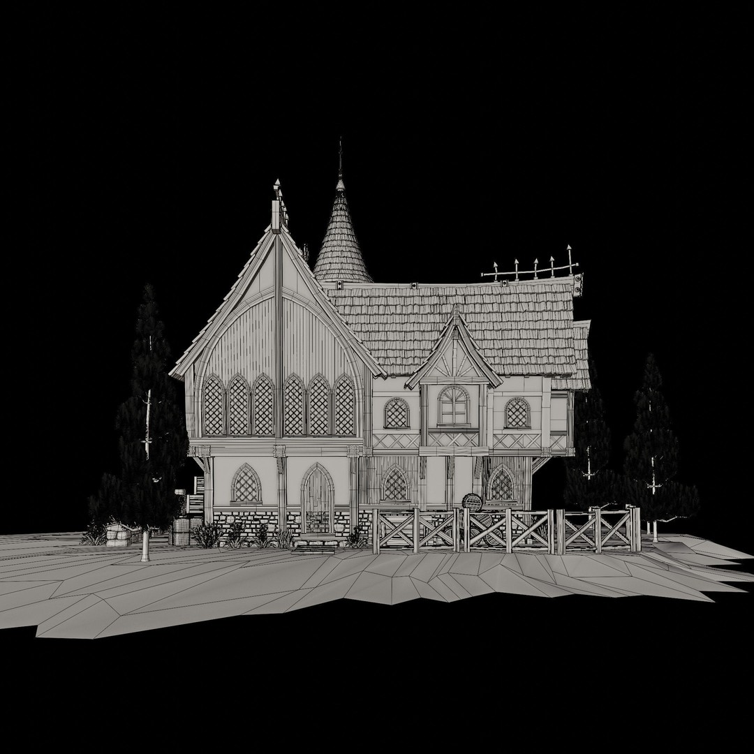 Medieval Building 3D Model – Stylized Low Poly Game Asset, FBX, STL - View 18