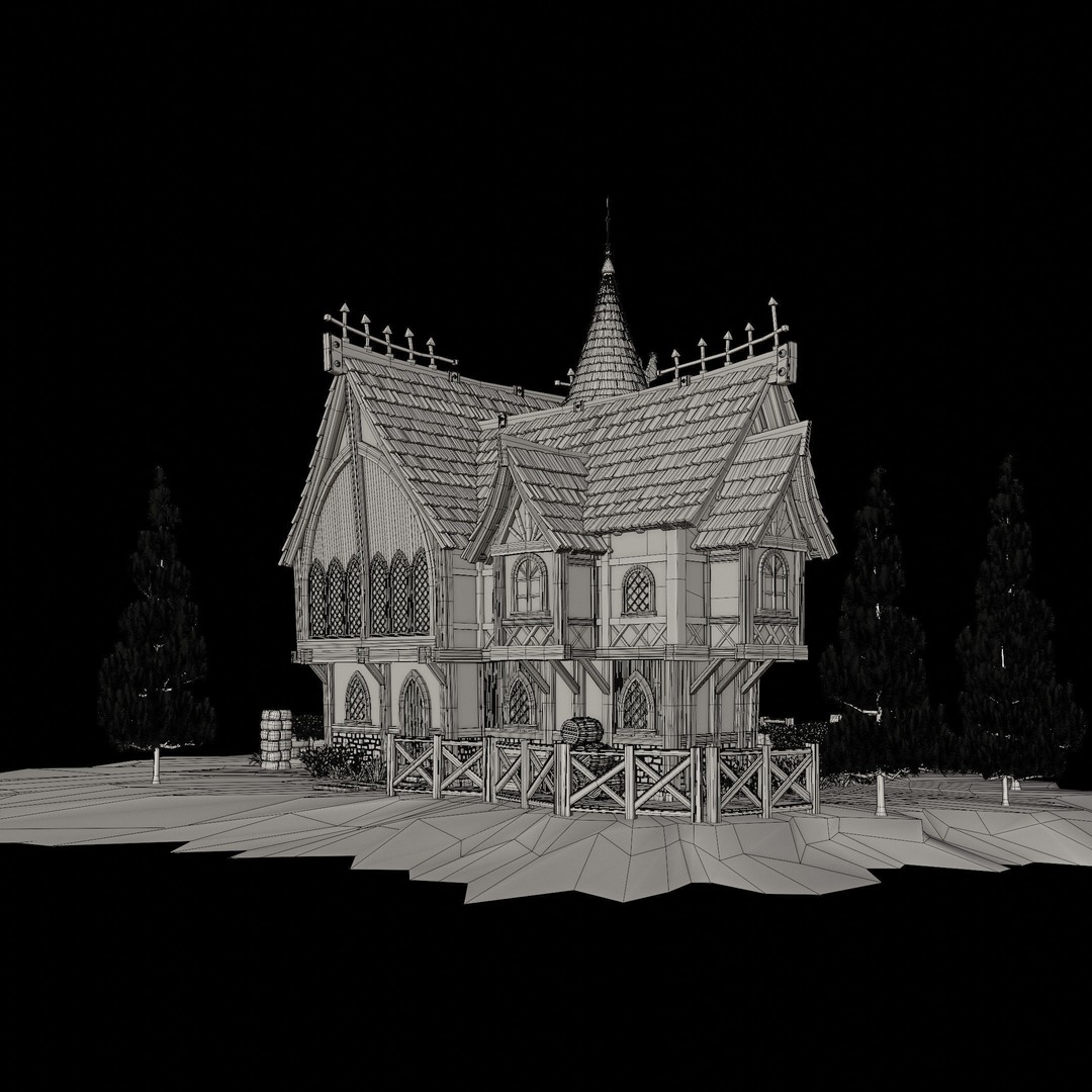 Medieval Building 3D Model – Stylized Low Poly Game Asset, FBX, STL - View 19