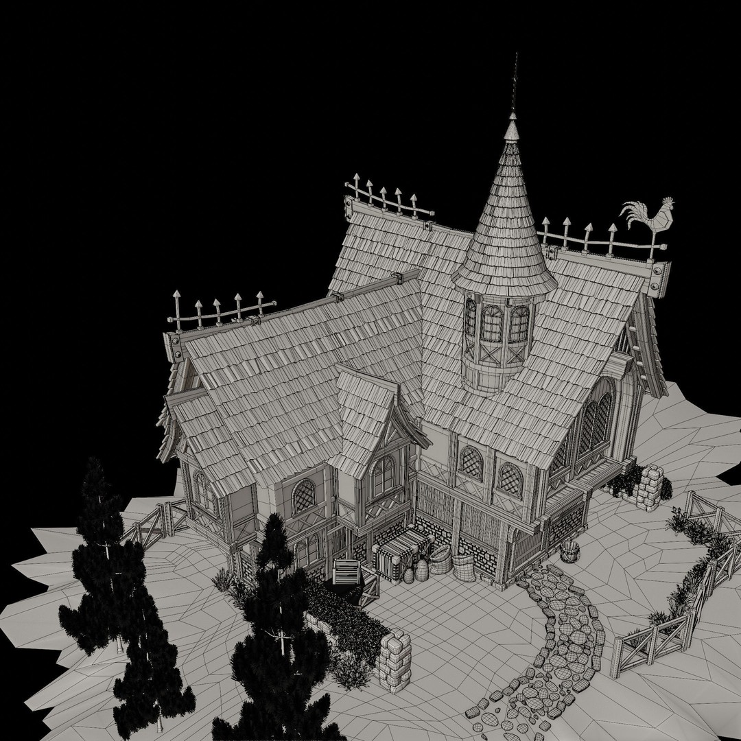 Medieval Building 3D Model – Stylized Low Poly Game Asset, FBX, STL - View 22