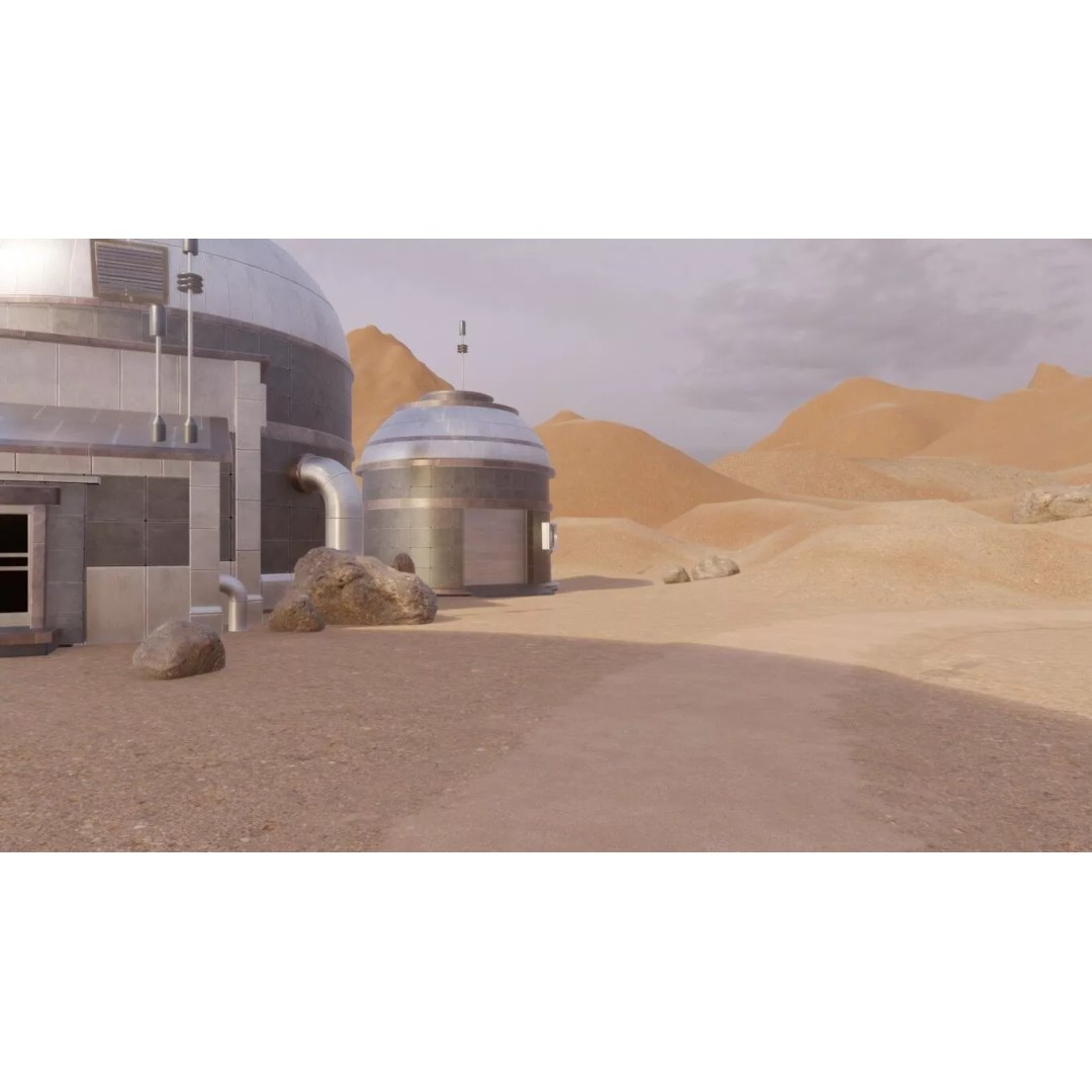 Desert Settlement 3D Model – Stylized Sci-Fi Environment, FBX - View 11