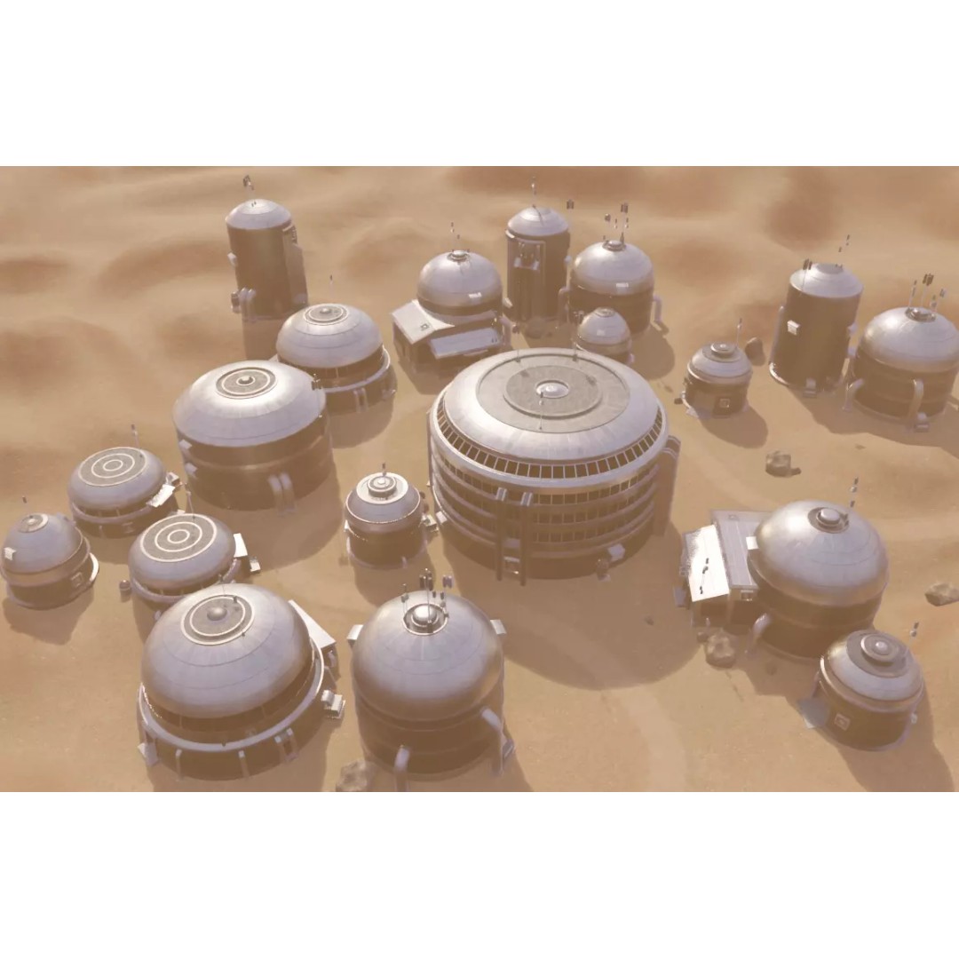 Desert Settlement 3D Model – Stylized Sci-Fi Environment, FBX - View 4