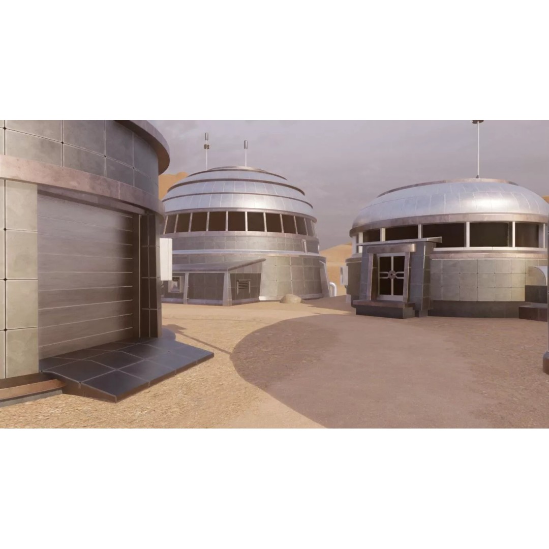 Desert Settlement 3D Model – Stylized Sci-Fi Environment, FBX - View 6