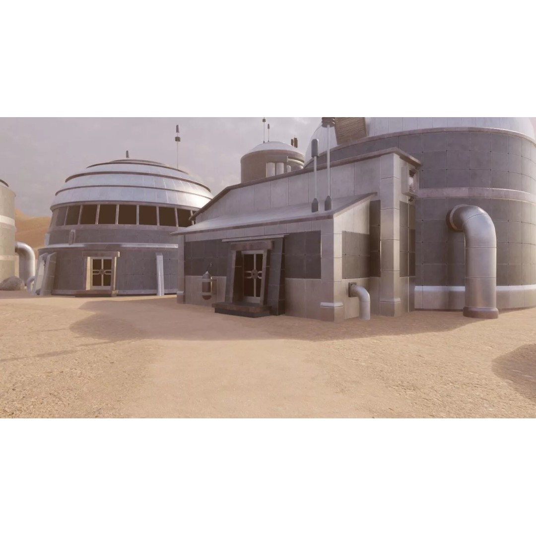 Desert Settlement 3D Model – Stylized Sci-Fi Environment, FBX - View 8