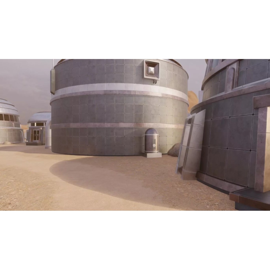 Desert Settlement 3D Model – Stylized Sci-Fi Environment, FBX - View 9