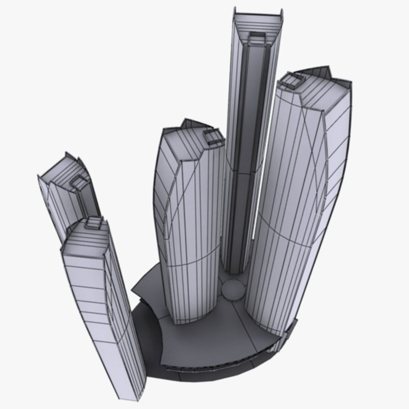 Etihad Tower 3D Model – Low Poly Landmark Asset, FBX & OBJ