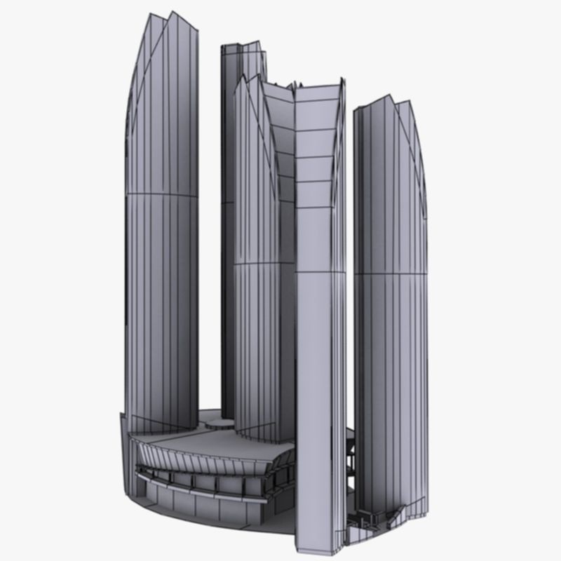 Etihad Tower 3D Model – Low Poly Landmark Asset, FBX & OBJ - View 20