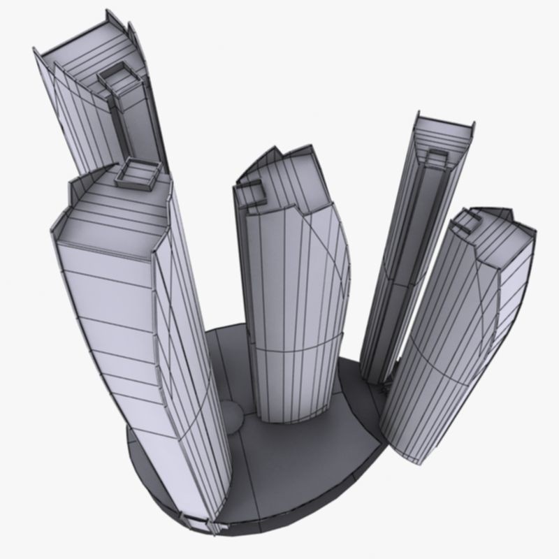 Etihad Tower 3D Model – Low Poly Landmark Asset, FBX & OBJ - View 21