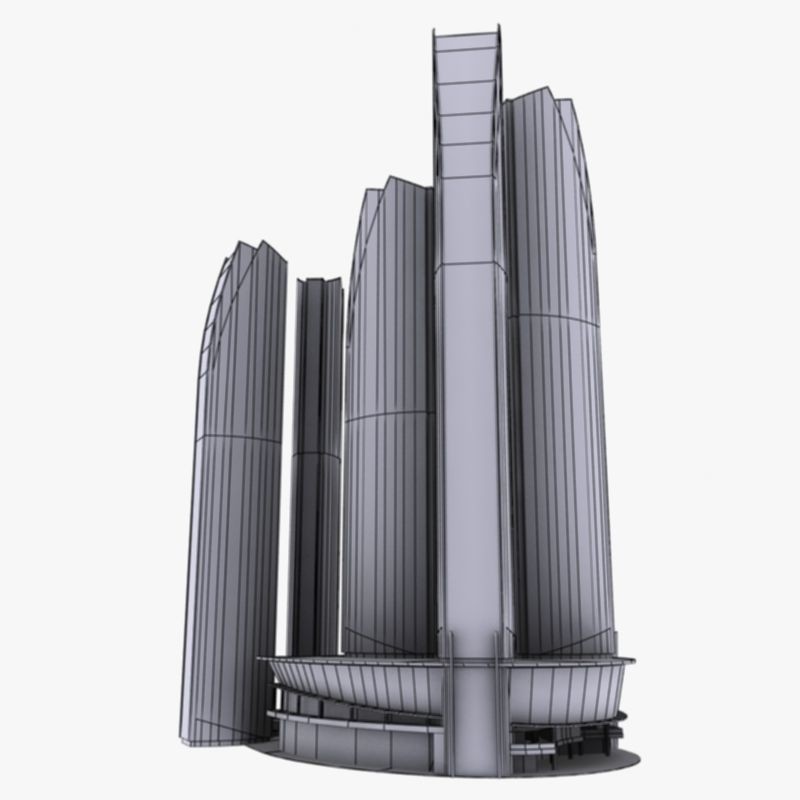 Etihad Tower 3D Model – Low Poly Landmark Asset, FBX & OBJ - View 24