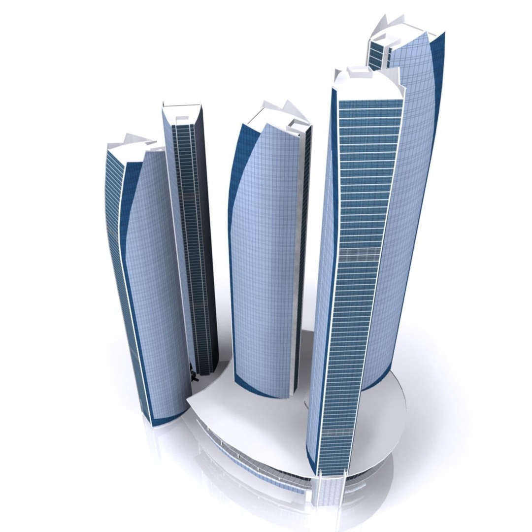 Etihad Tower 3D Model – Low Poly Landmark Asset, FBX & OBJ - View 3