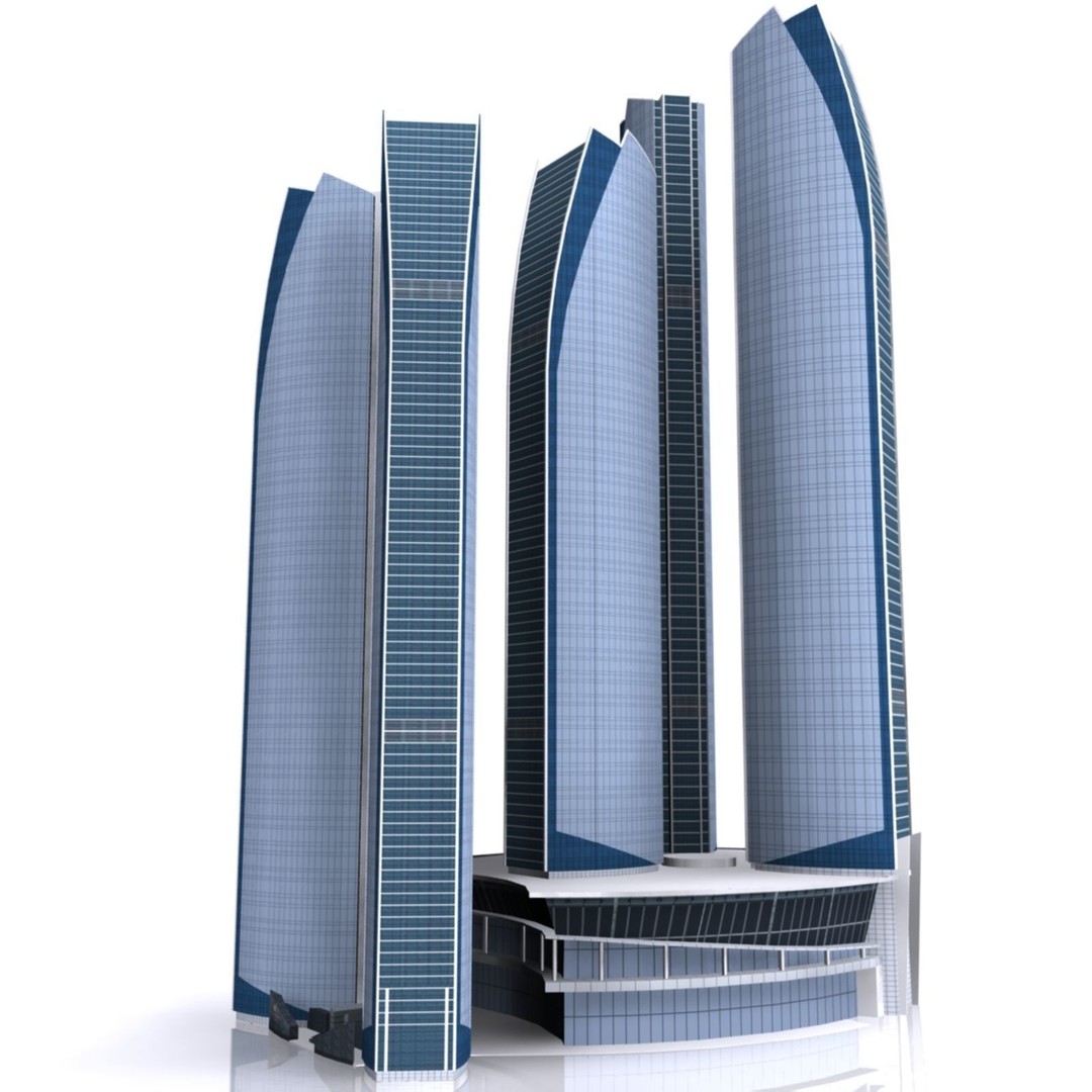 Etihad Tower 3D Model – Low Poly Landmark Asset, FBX & OBJ - View 4
