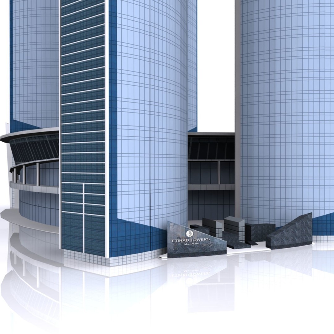 Etihad Tower 3D Model – Low Poly Landmark Asset, FBX & OBJ - View 6