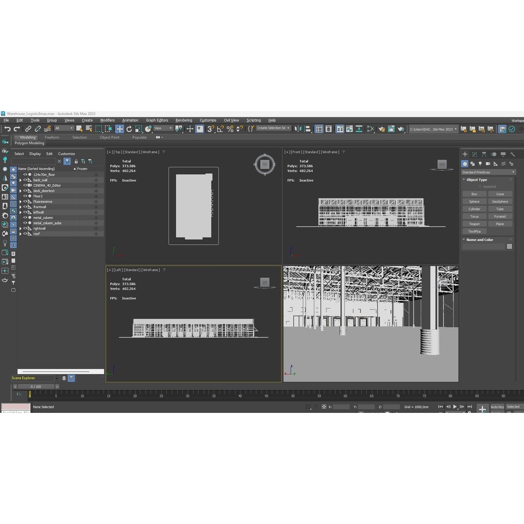 Warehouse Logistic 3D Model – Industrial Depot, Cinema4D R25, FBX