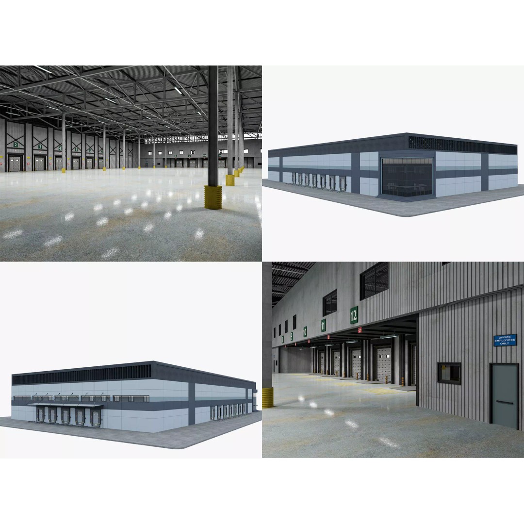 Warehouse Logistic 3D Model – Industrial Depot, Cinema4D R25, FBX - View 2