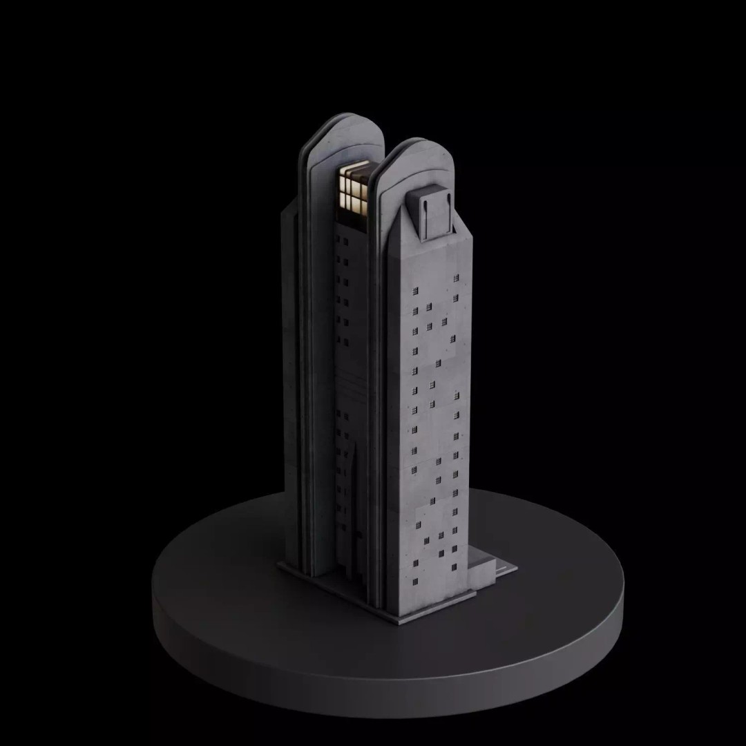 Art Deco City 3D Model – Medium to Low-Poly Cityscape, Blender & FBX - View 16