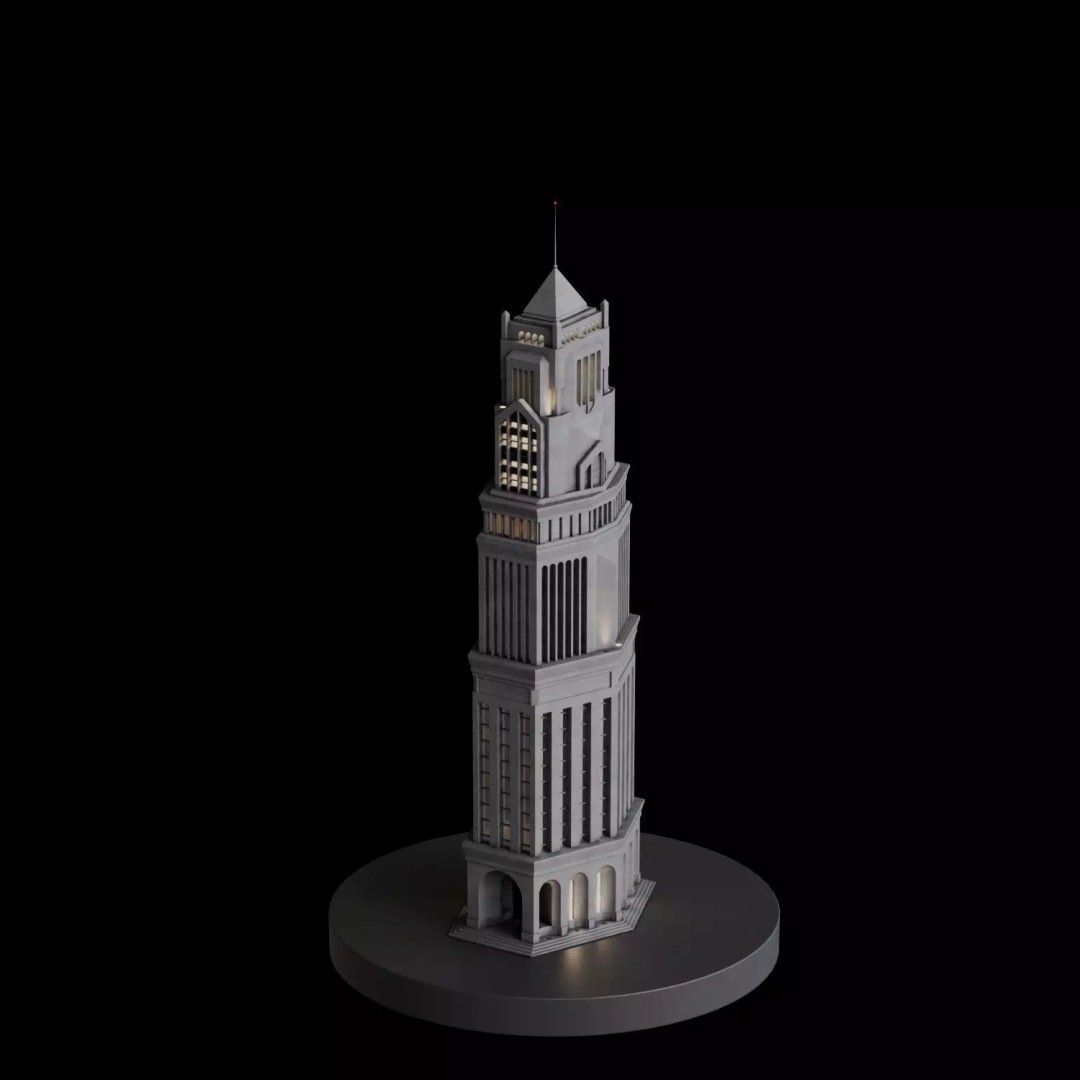 Art Deco City 3D Model – Medium to Low-Poly Cityscape, Blender & FBX - View 25