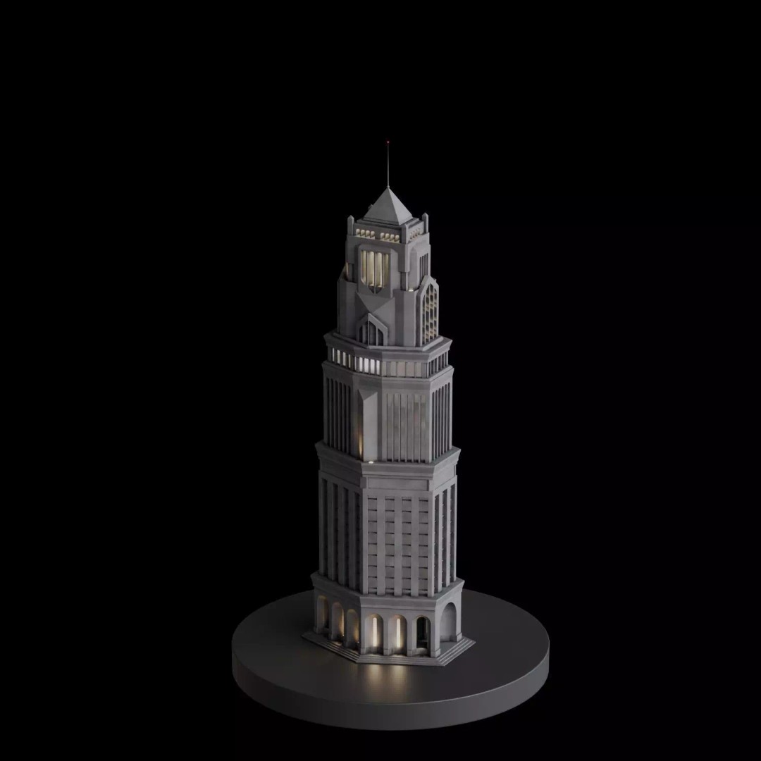 Art Deco City 3D Model – Medium to Low-Poly Cityscape, Blender & FBX - View 30