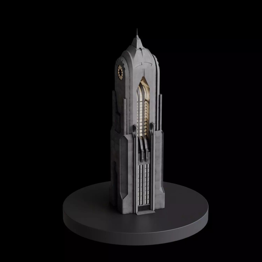 Art Deco City 3D Model – Medium to Low-Poly Cityscape, Blender & FBX - View 32