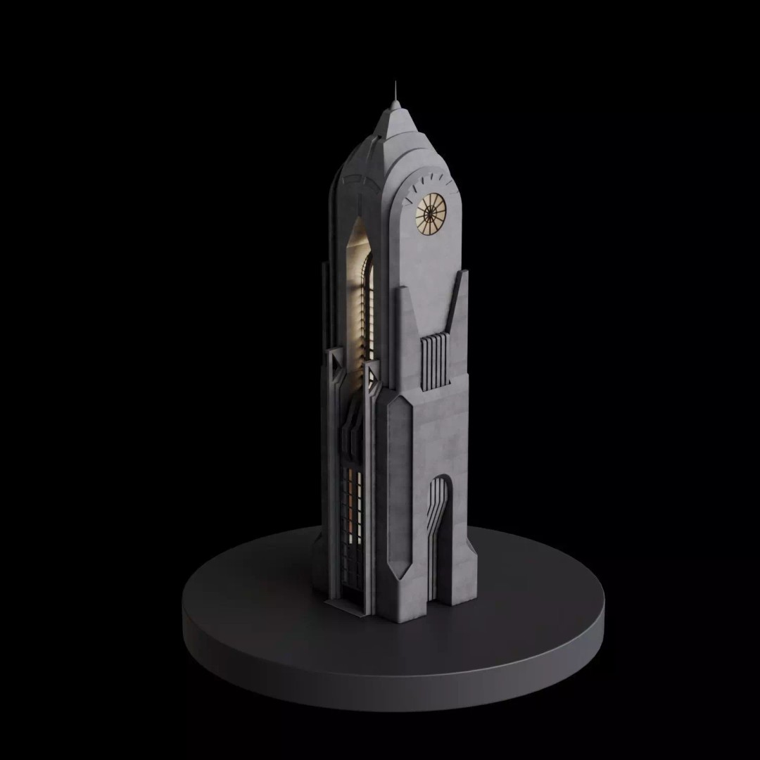 Art Deco City 3D Model – Medium to Low-Poly Cityscape, Blender & FBX - View 34