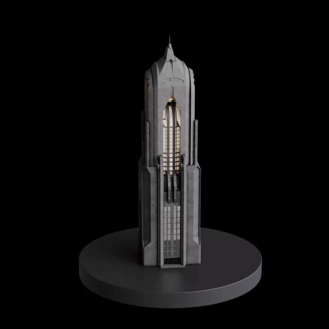 Art Deco City 3D Model – Medium to Low-Poly Cityscape, Blender & FBX - View 35