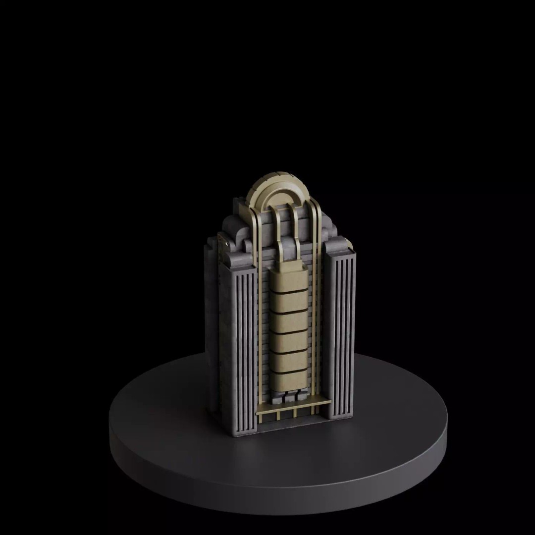 Art Deco City 3D Model – Medium to Low-Poly Cityscape, Blender & FBX - View 62