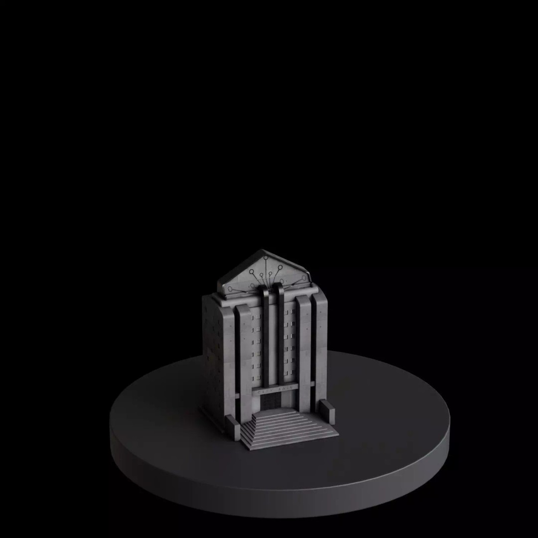 Art Deco City 3D Model – Medium to Low-Poly Cityscape, Blender & FBX - View 8