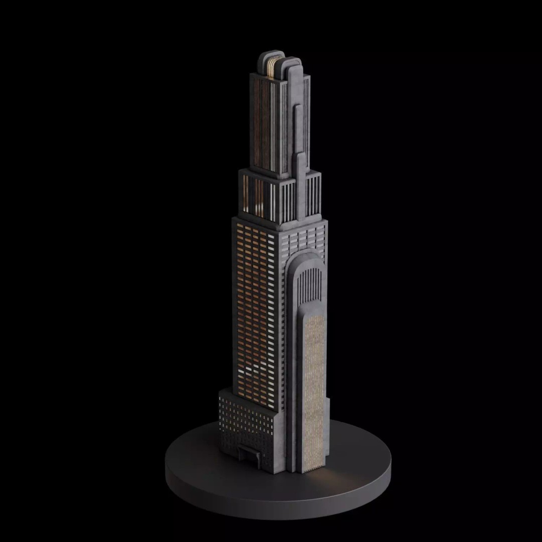 Art Deco City 3D Model – Medium to Low-Poly Cityscape, Blender & FBX - View 82
