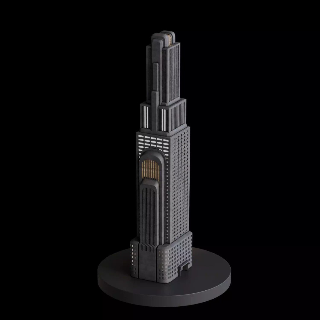 Art Deco City 3D Model – Medium to Low-Poly Cityscape, Blender & FBX - View 84