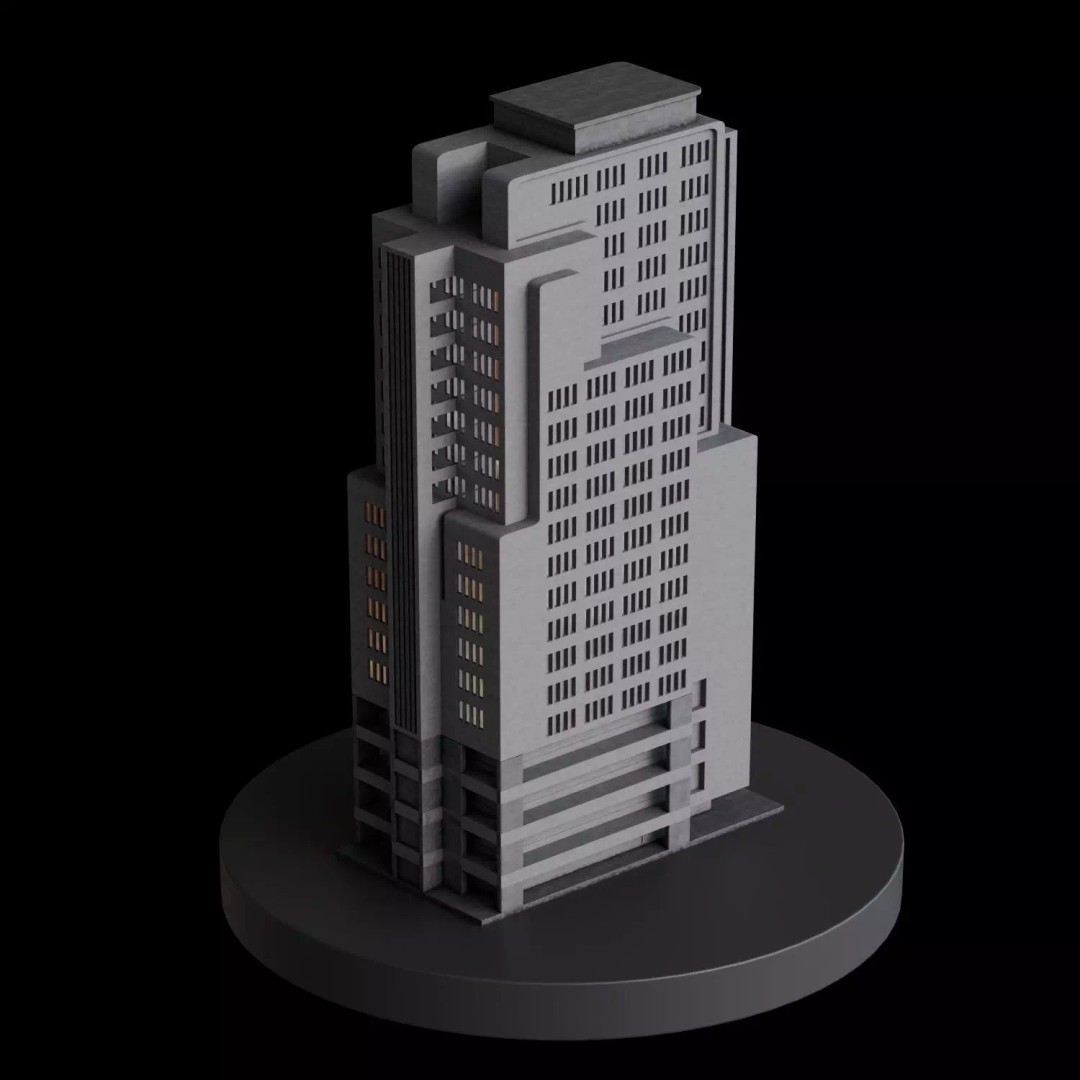 Art Deco City 3D Model – Medium to Low-Poly Cityscape, Blender & FBX - View 94