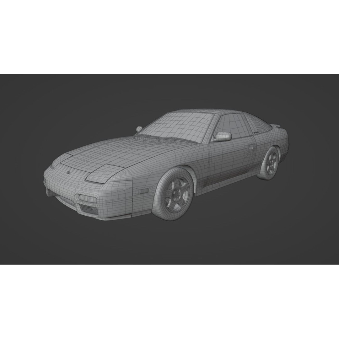 Nissan 180sx 3D Model – Low Poly Sport Car, FBX, Game Ready - View 11
