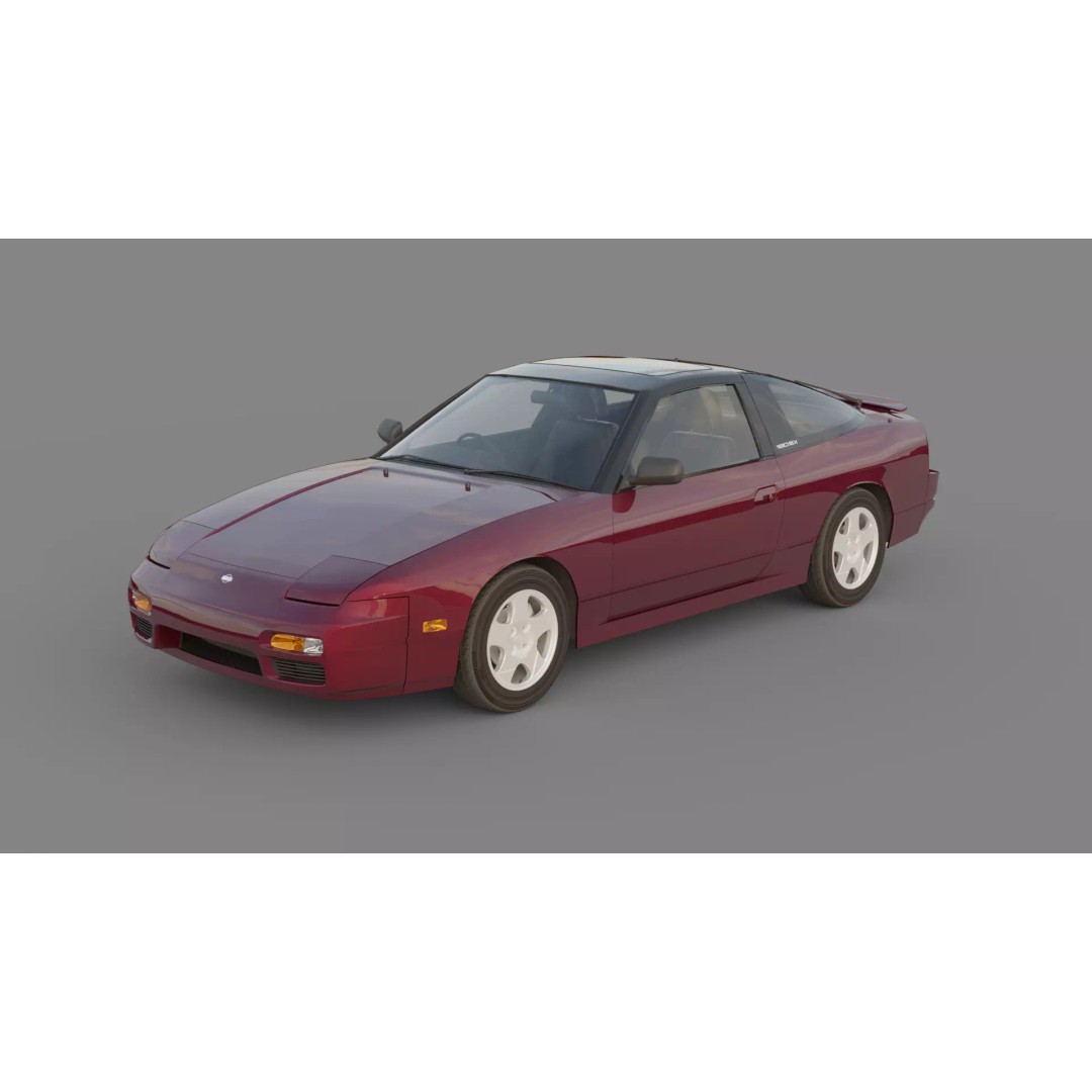 Nissan 180sx 3D Model – Low Poly Sport Car, FBX, Game Ready - View 2