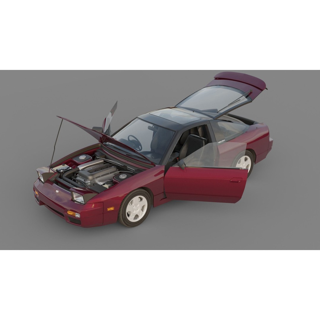 Nissan 180sx 3D Model – Low Poly Sport Car, FBX, Game Ready - View 3
