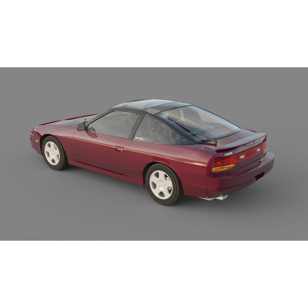 Nissan 180sx 3D Model – Low Poly Sport Car, FBX, Game Ready - View 4