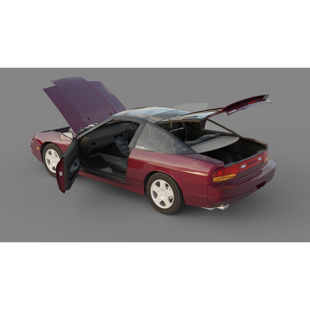 Nissan 180sx 3D Model – Low Poly Sport Car, FBX, Game Ready - View 5