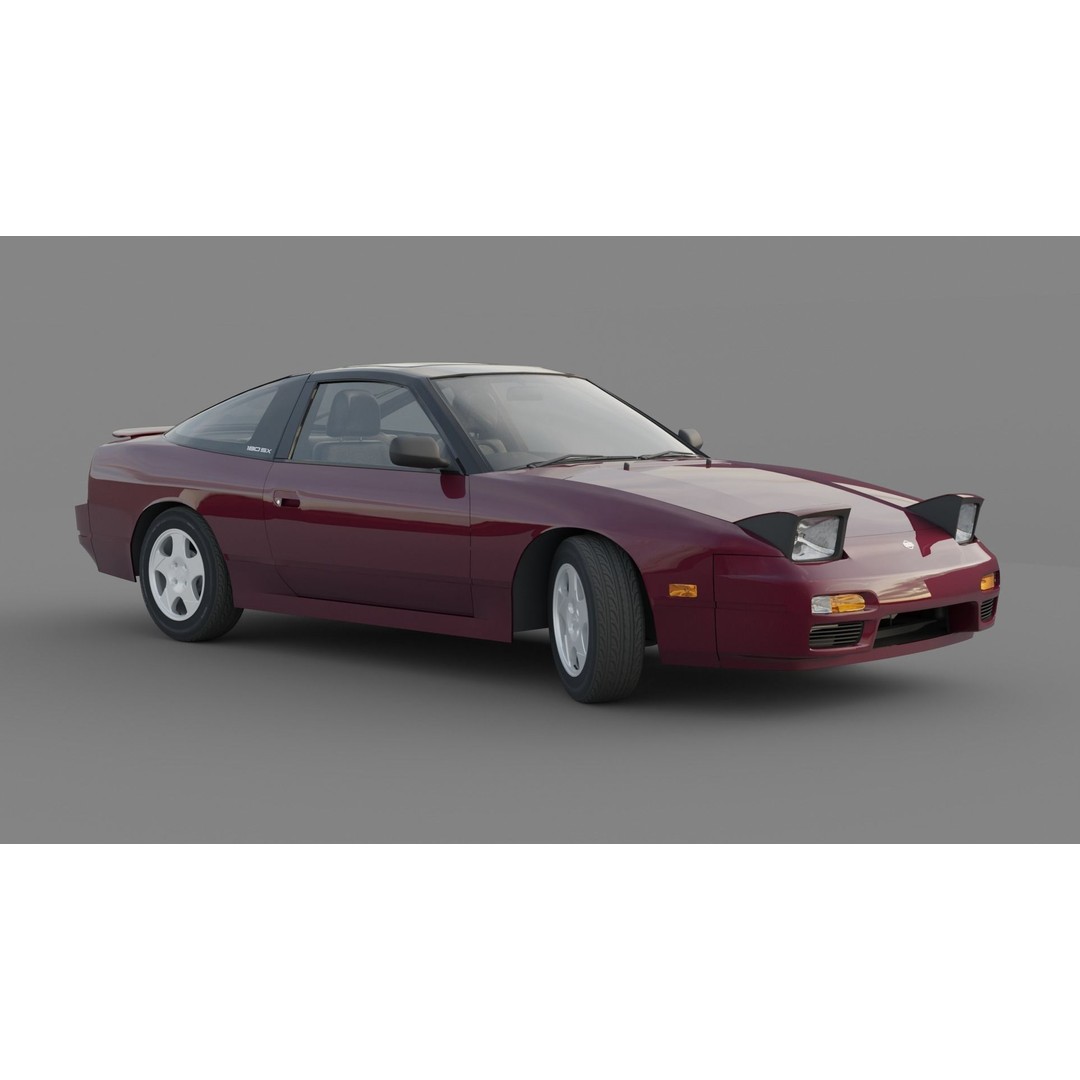 Nissan 180sx 3D Model – Low Poly Sport Car, FBX, Game Ready - View 6