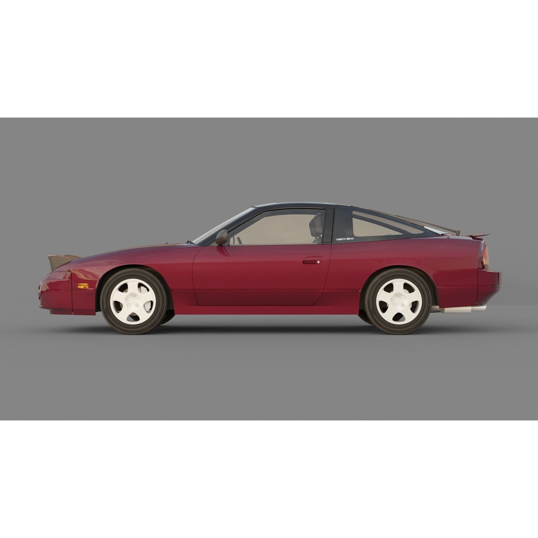 Nissan 180sx 3D Model – Low Poly Sport Car, FBX, Game Ready - View 7