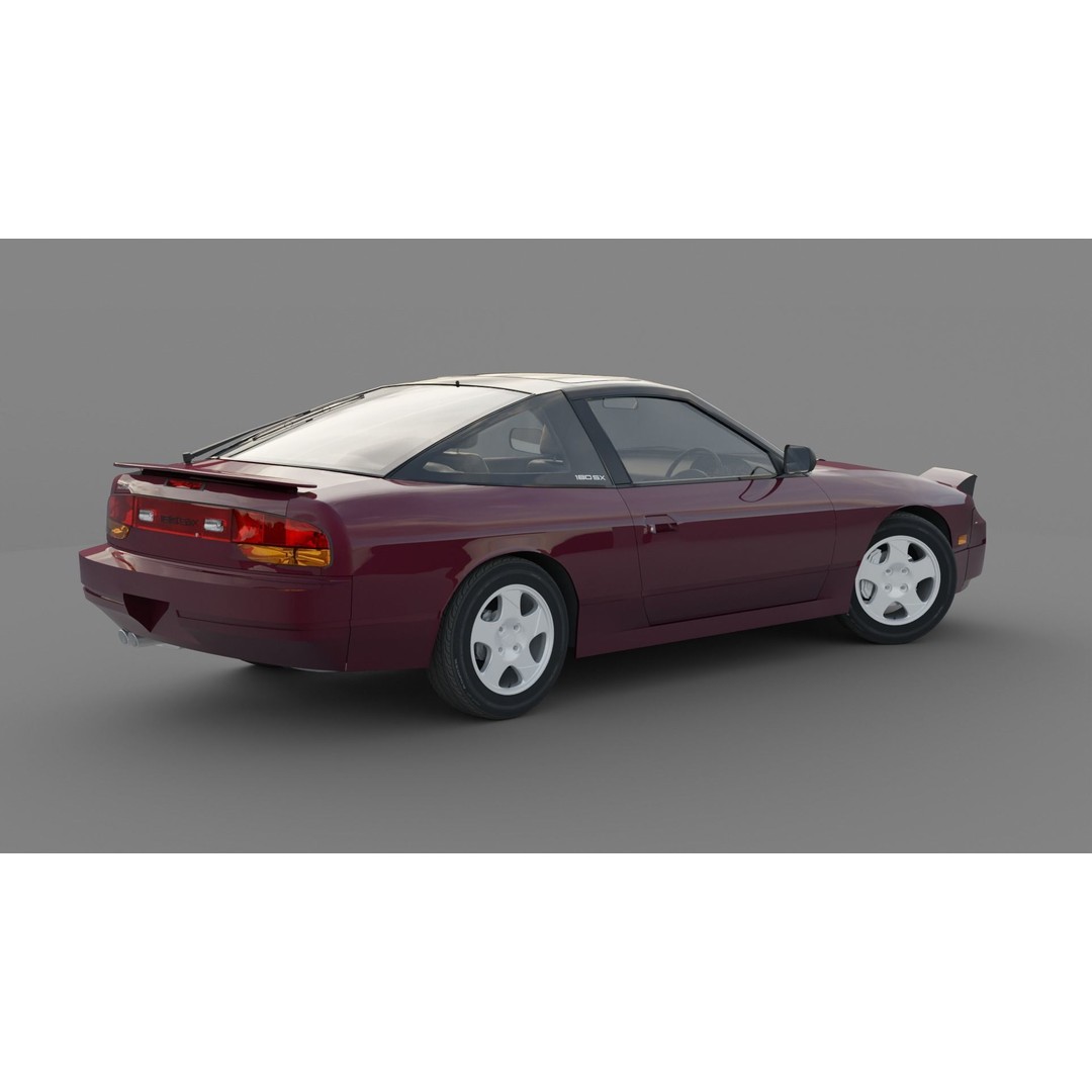 Nissan 180sx 3D Model – Low Poly Sport Car, FBX, Game Ready - View 8