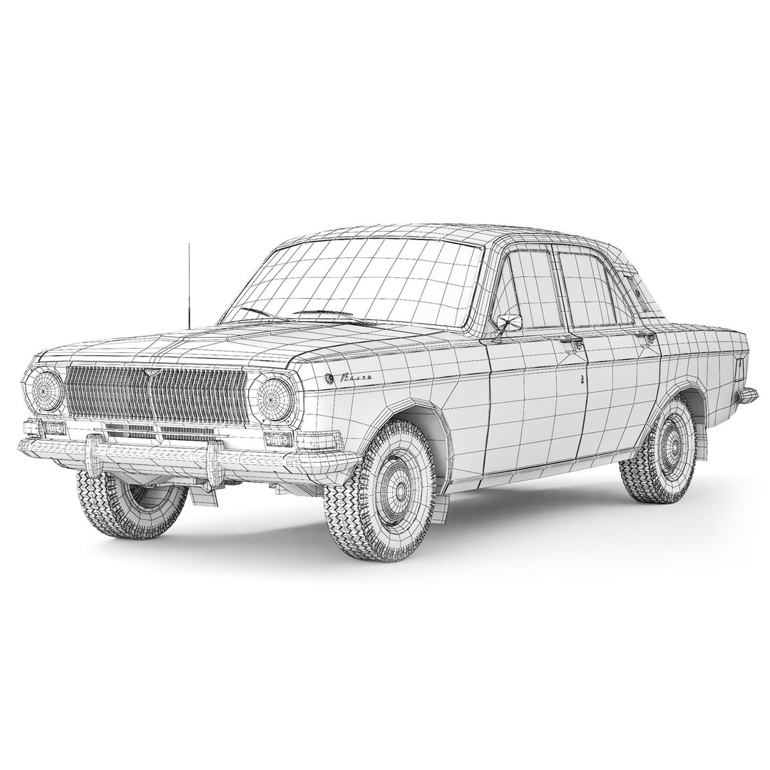 GAZ-24 Volga 3D Model – Classic Soviet Sedan, FBX, PBR - View 10
