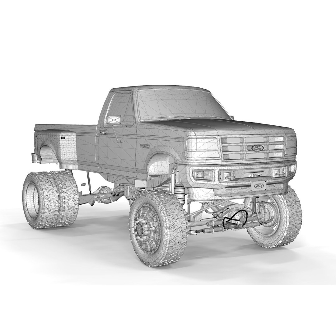 1995 F150 Lifted Truck 3D Model – PBR Textures, FBX, Blender - View 11