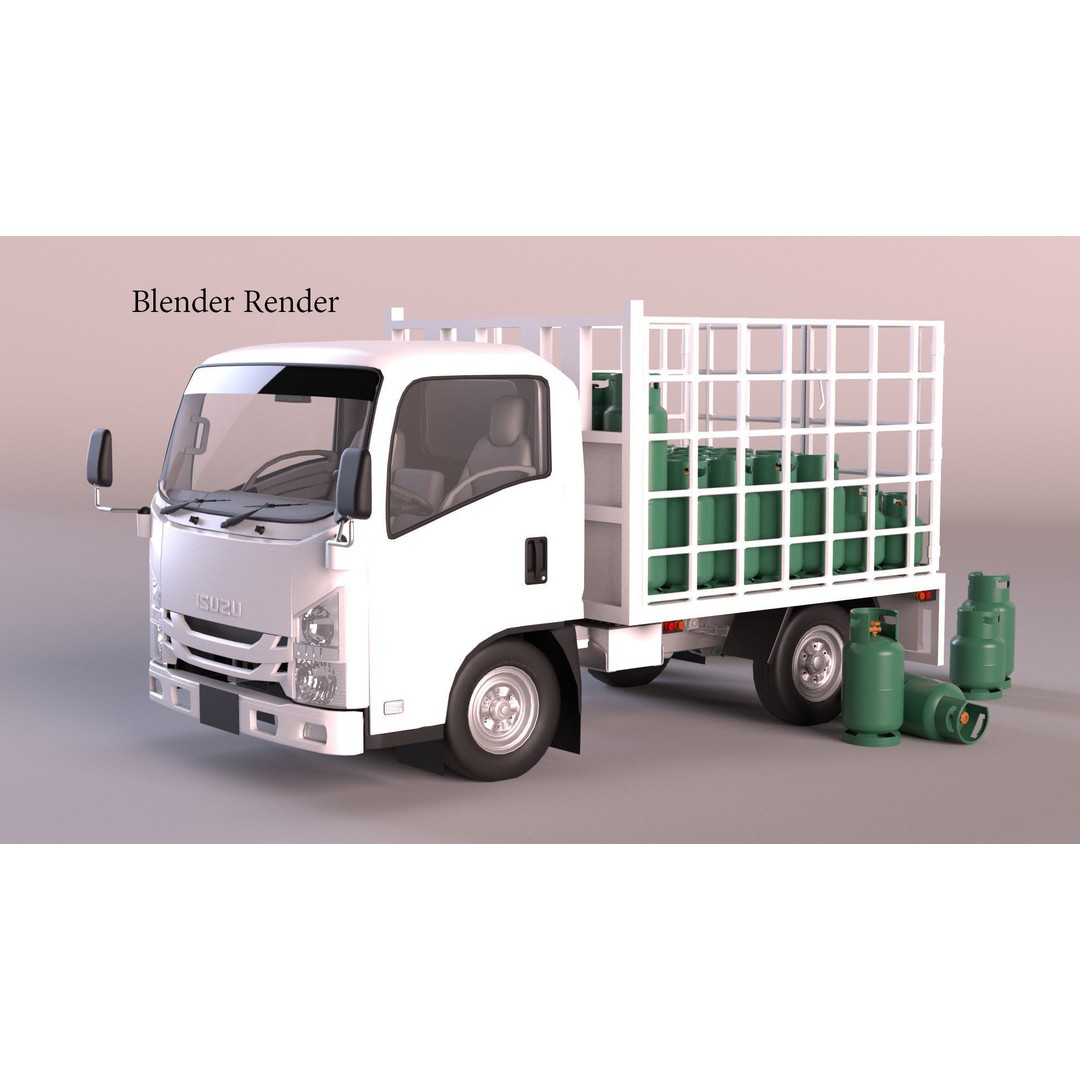 ISUZU NLR130 Gas Tank 3D Model – Detailed Low Poly Asset, FBX, OBJ - View 11