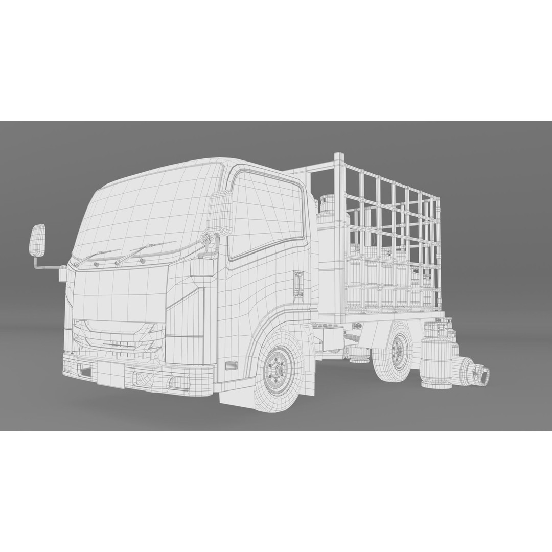 ISUZU NLR130 Gas Tank 3D Model – Detailed Low Poly Asset, FBX, OBJ - View 14