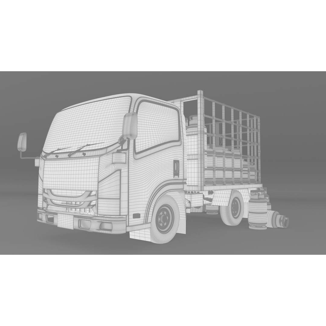 ISUZU NLR130 Gas Tank 3D Model – Detailed Low Poly Asset, FBX, OBJ - View 15