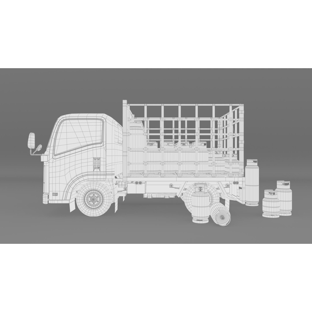 ISUZU NLR130 Gas Tank 3D Model – Detailed Low Poly Asset, FBX, OBJ - View 16