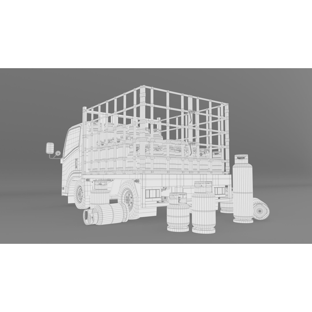 ISUZU NLR130 Gas Tank 3D Model – Detailed Low Poly Asset, FBX, OBJ - View 18