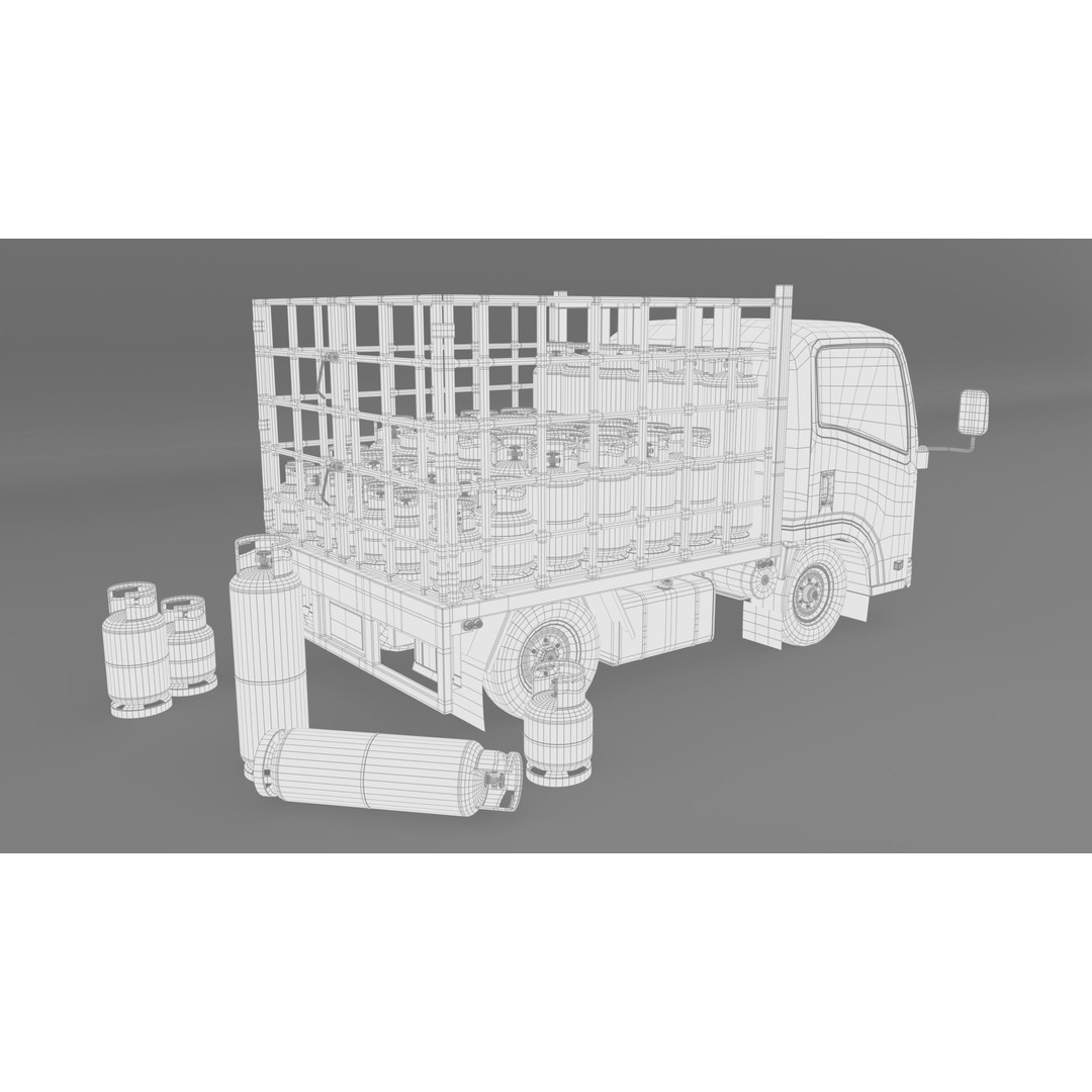 ISUZU NLR130 Gas Tank 3D Model – Detailed Low Poly Asset, FBX, OBJ - View 22