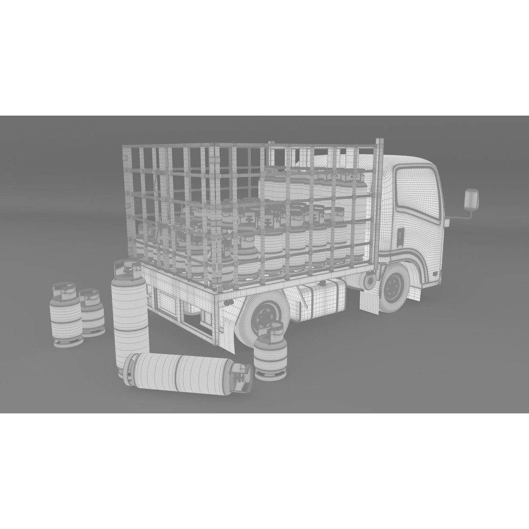 ISUZU NLR130 Gas Tank 3D Model – Detailed Low Poly Asset, FBX, OBJ - View 23